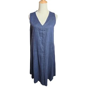 Philosophy Navy Blue Relaxed Fit Linen Midi Dress